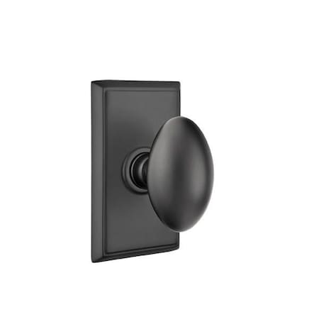 Emtek Egg Knob 2-3/8 in Backset Passage With Rectangular Rose for 1-1/4 in to 2 in Door Flat Black Finish 8121EUS19